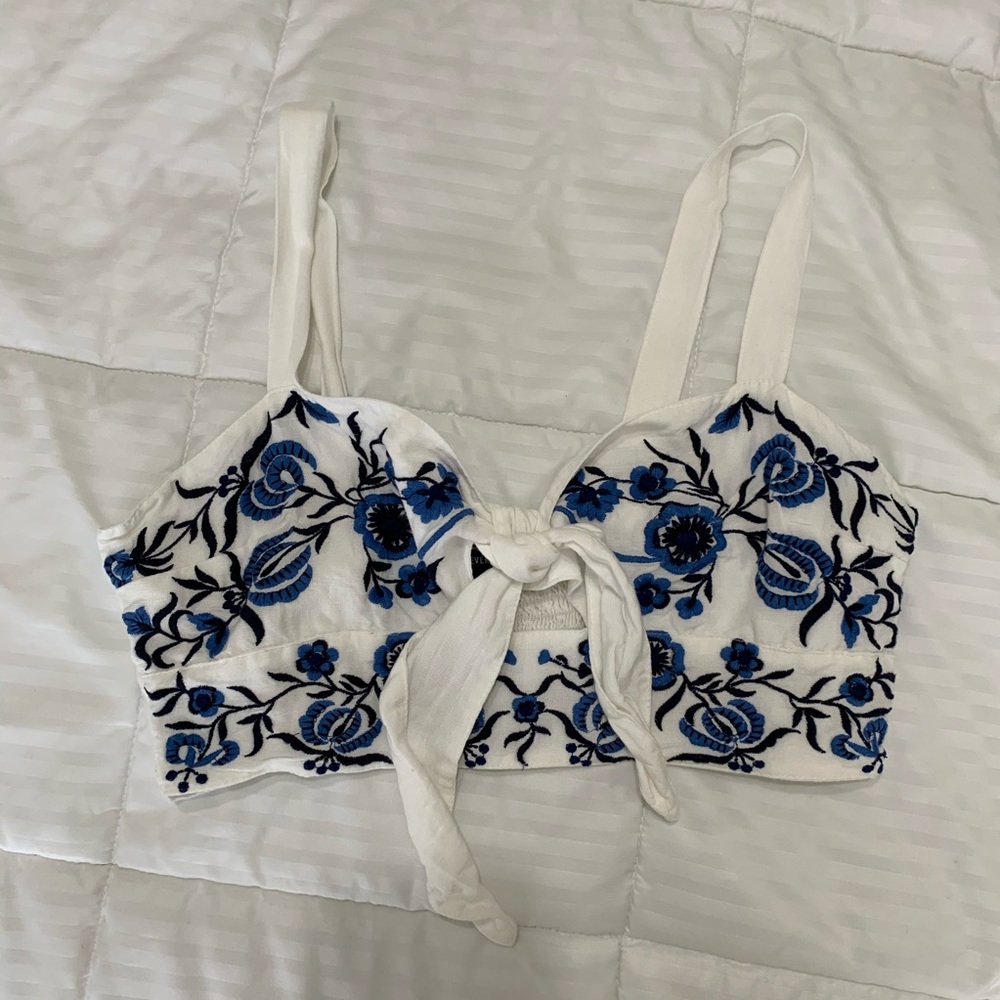 White Floral Tank Top